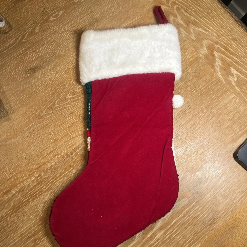 JC Penney Home Collection‎ 3D Santa Christmas Stocking Jingle Bell Hooked Yarn
